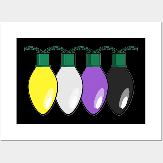 Nonbinary Pride Christmas Lights Wall Art by wheedesign